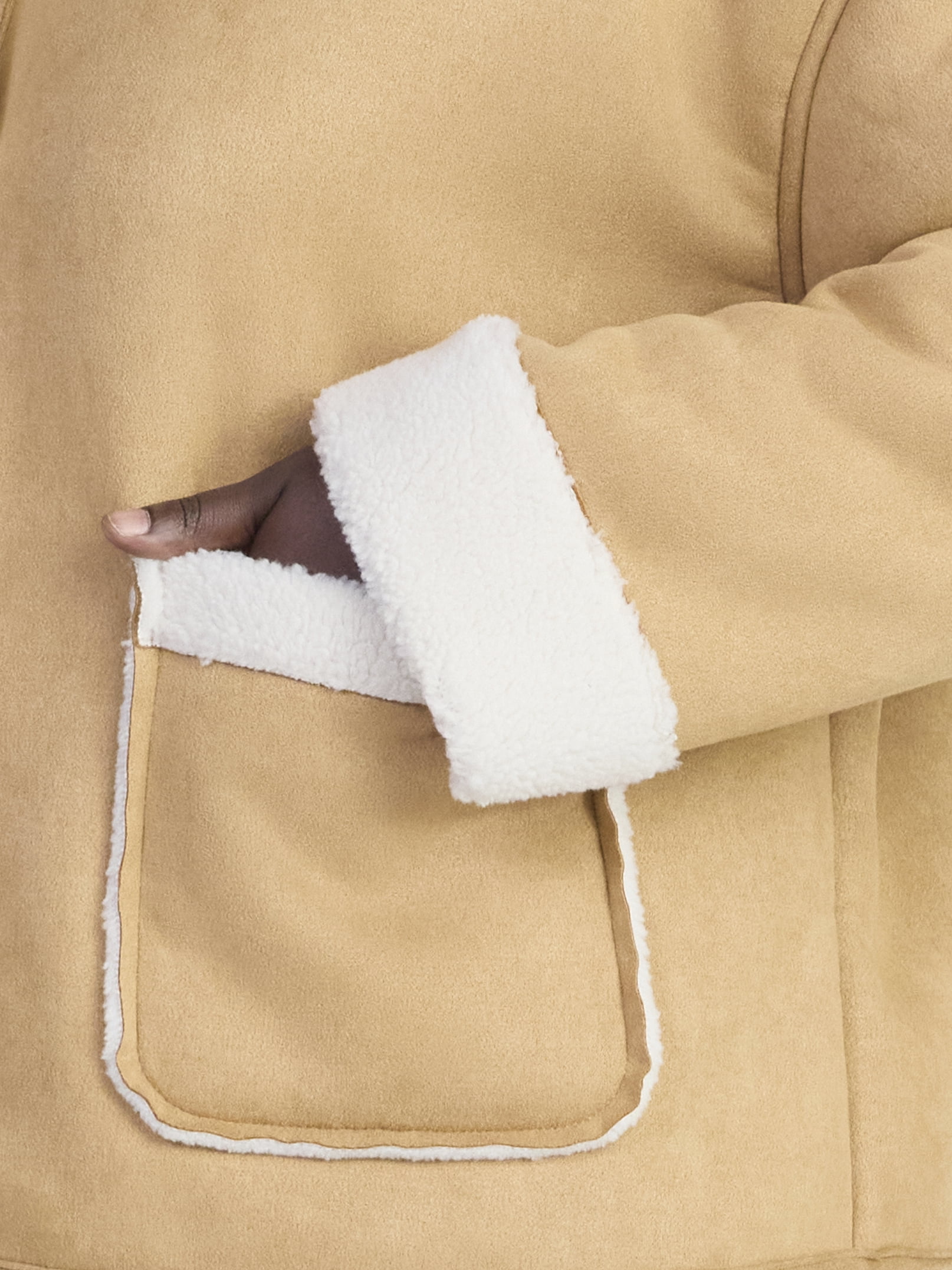 Time and Tru Women's and Women's Plus Bonded Faux Shearling Jacket, Sizes XS-2X