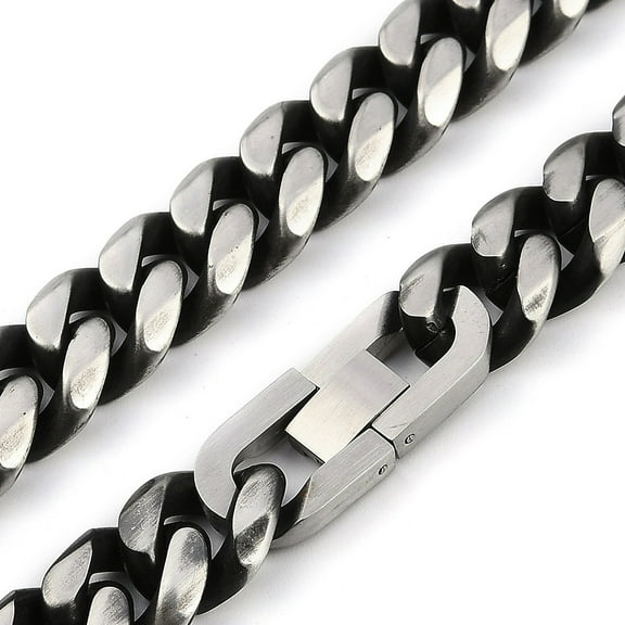 Matte style 304 Stainless Steel Cuban Link Chain Necklaces for Men Stainless Steel color 23.62 inch(60cm)