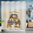 thumbnail image 2 of Sunflower Gnome No Hook Shower Curtain with Snap in Liner Summer Black Plaid Truck Linen Vintage Waterproof Bathroom Shower Curtain with See Through Top Window for Bathtub 72" x 78", 2 of 9