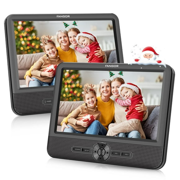 FANGOR Reproductor de DVD dual para coche de 7,5 pulgadas, reproductor de DVD portátil para coche con batería de 5 horas, última memoria, entrada y salida AV, compatible con USB/SD/Sync TV (1 reproduc