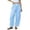 Blue, variant on Women's Gingham Plaid Pants Cotton Trousers Elastic Waist Loose Wide Leg Casual Summer with Pockets,Purple,Women's S-XXL