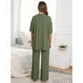 thumbnail image 4 of MINTREUS Lounge Sets for Women Knit Short Sleeve Tops and Long Pants Soft Comfy Pajamas Set Oversized 2 Piece Outfits S-4X, 4 of 8