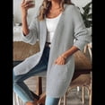 thumbnail image 4 of Suéter Informal de Otoño para Mujer, Abierto Al Frente, de Larga y con Bolsillos. Gris XL, 4 of 10