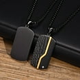 thumbnail image 7 of Cool Iced Out Dog Tag Necklace for Men, Waterproof 14K Black Gold Box Link Chain Geometric Pendant Collar, 7 of 7