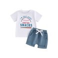 thumbnail image 2 of Musuos Toddler Boys Summer Outfits 3 6 12 18 24M 3Y Letter Baseball Print Round Neck Short Sleeve Tops and Elastic Waist Shorts 2Pcs Clothes Set, 2 of 9
