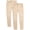 Khaki with Belt, variant on Girls School Uniform Pants Stretch Skinny Fit Pants 2 Pack