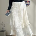 thumbnail image 5 of Women Korean Eyelash Lace Layering Long Skirt Hip Scarf with Tie Up Vintage Flower Lace Hip Covering Apron Skirts, 5 of 9