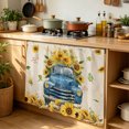 thumbnail image 6 of Sunflower Cabinet Curtain 35"Wx35"L, Dustproof Under Sink Skirt with Self Adhesive Tape, Watercolor Summer Floral Truck Vintage Cabinet Curtain Cover for Kitchen Sink, Bathroom Vanity, Laundry Room, 6 of 9