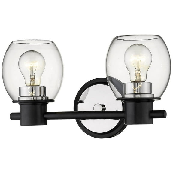 Matte Black/Polished Nickel 2 Light Bathroom Vanity Light