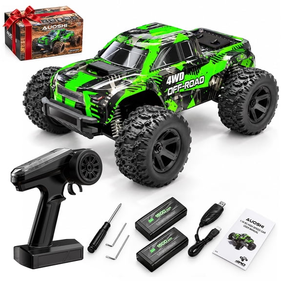 AUOSHI 1:16 RC Cars for Adults, 30 MPH Remote Control Car, 4 Metal Oil-Filled Shocks, Metal Drivetrain, 4WD All Terrain RC Car Off-Road, Full Proportional Control, RC Truck for Kids Gifts
