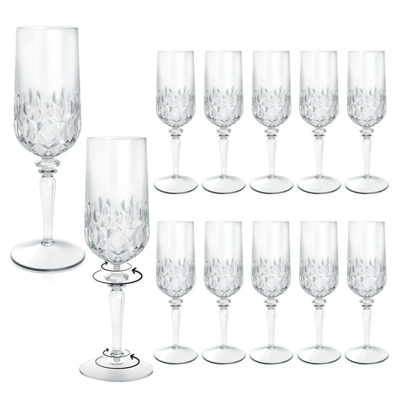 ZHURUININ 7oz Reusable Champagne Flutes ，Transparent，12Pack