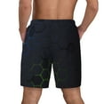 thumbnail image 2 of Lsque Mens Swim Trunks Modern Hexagonal Neon Grid Pattern - Bathing Suit Compression Liner - Beach Swim Shorts Swimwear - (S-3XL) - Stretch Quick Dry -Medium, 2 of 9