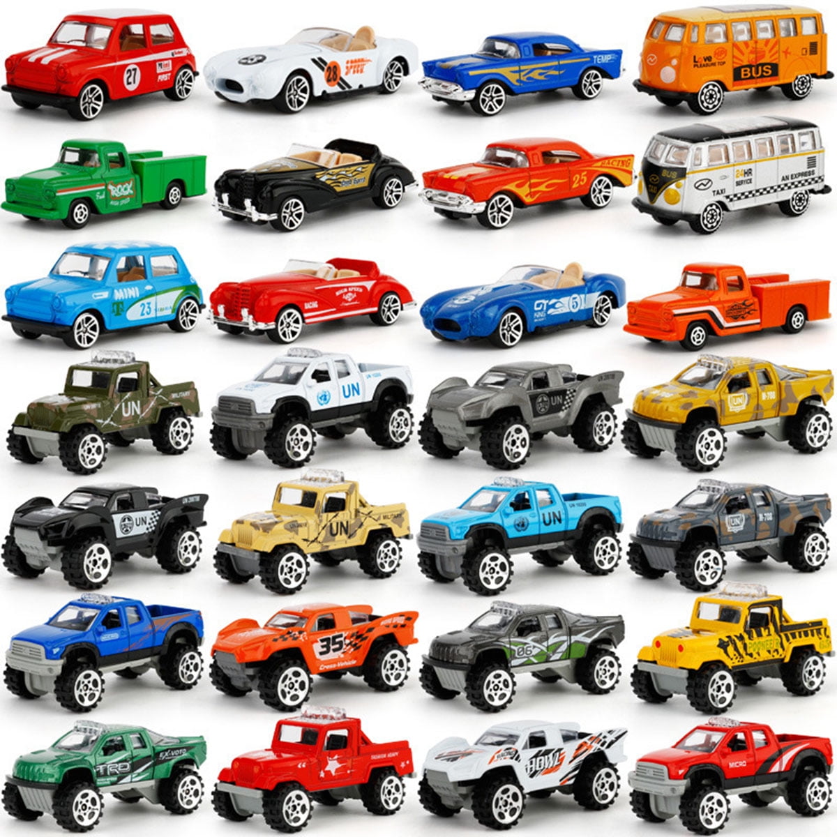 4Pcs Set 164 Zinc Alloy Mini Car Models Toy for Kids Play Set Color