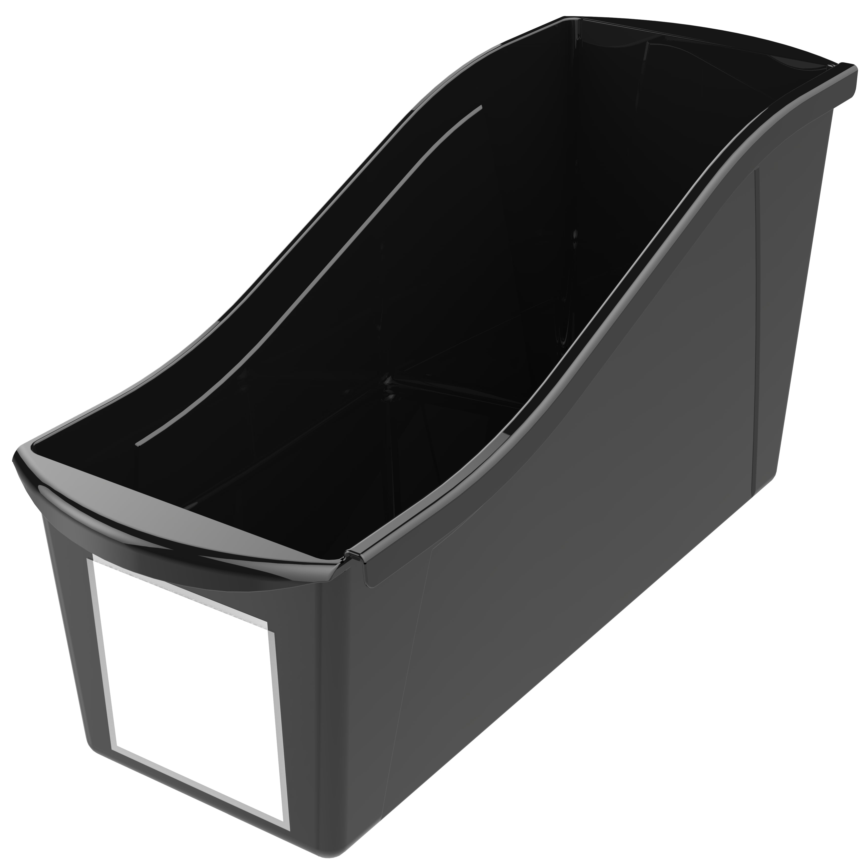 Storex Large Plastic Book Bin, Kids' Paper Storage, Black, 6Pack
