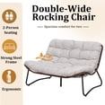 thumbnail image 4 of 50.8 in Double Wide Rocking Papasan Chair, 2-Person Outdoor Lounge Chair with Thick Cushion, PE Rattan & Steel Frame, Beige, 4 of 7