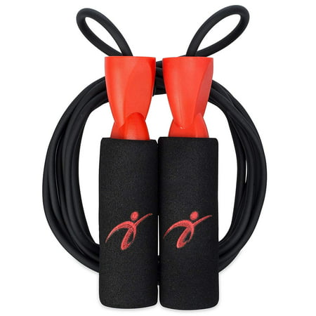 Fitness Factor Adjustable Jump Rope with Carrying Pouch - Cardio Jumping Rope for Men, Women, and Children of All Heights and Skill Levels - Great for Crossfit Training, Boxing, and MMA (Best Cardio Workout At Home For Women)
