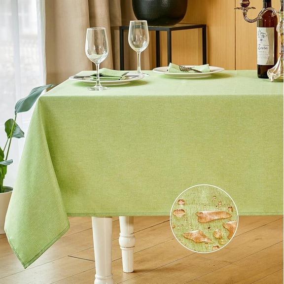 Rectangle Table Cloth Linen Farmhouse Tablecloth Waterproof Anti-Shrink Soft and Wrinkle Resistant Decorative Fabric Table Cover for Kitchen (Flaxen, 52" x 70" (4-6 Seats))
