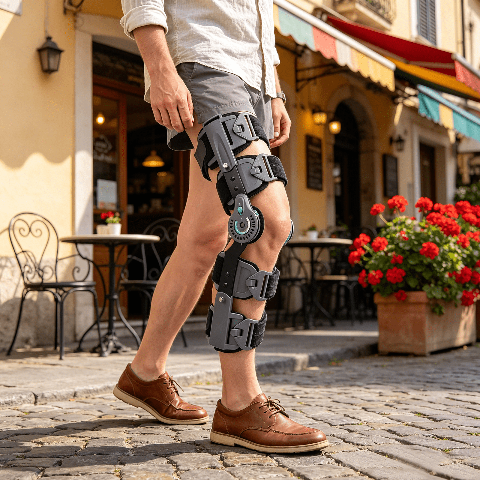 Komzer Hinged ROM Knee Brace, Post Op Immobilizer Knee Brace, Adjustable Orthopedic Support for Recovery Stabilization, ACL, MCL and PCL Injury