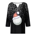 thumbnail image 5 of Fiudx Ofertas Flash Del Día Camiseta Holgada de Manga 3/4 con Cuello En V y Estampado Navideño Informal a La Moda para Mujer, 5 of 5