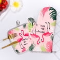 thumbnail image 3 of Dalrosia Oven Mitts and Pot Holders for Kitchen Heat Resistant Polyester Insulation Cotton Anti-Scald Bakeware Saucepan Cute Flamingo and Leaves Pattern, 3 of 8