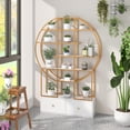 thumbnail image 4 of 6-Tier Round Bookshelf with 2 Drawers, 71" Tall Metal Gold Book Case with Open Shelves, Modern Book Shelf, Floor Standing Display Shelving Bookcase, 4 of 9