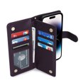thumbnail image 5 of Wallet Case for iPhone 14 Pro, [TPU Shockproof Interior Case] Kickstand [RFID Blocking] Card Slot, Magnetic PU Leather Folio Cover Compatible,With strap,Flip Cover with Card Holder,Darkpurple, 5 of 13