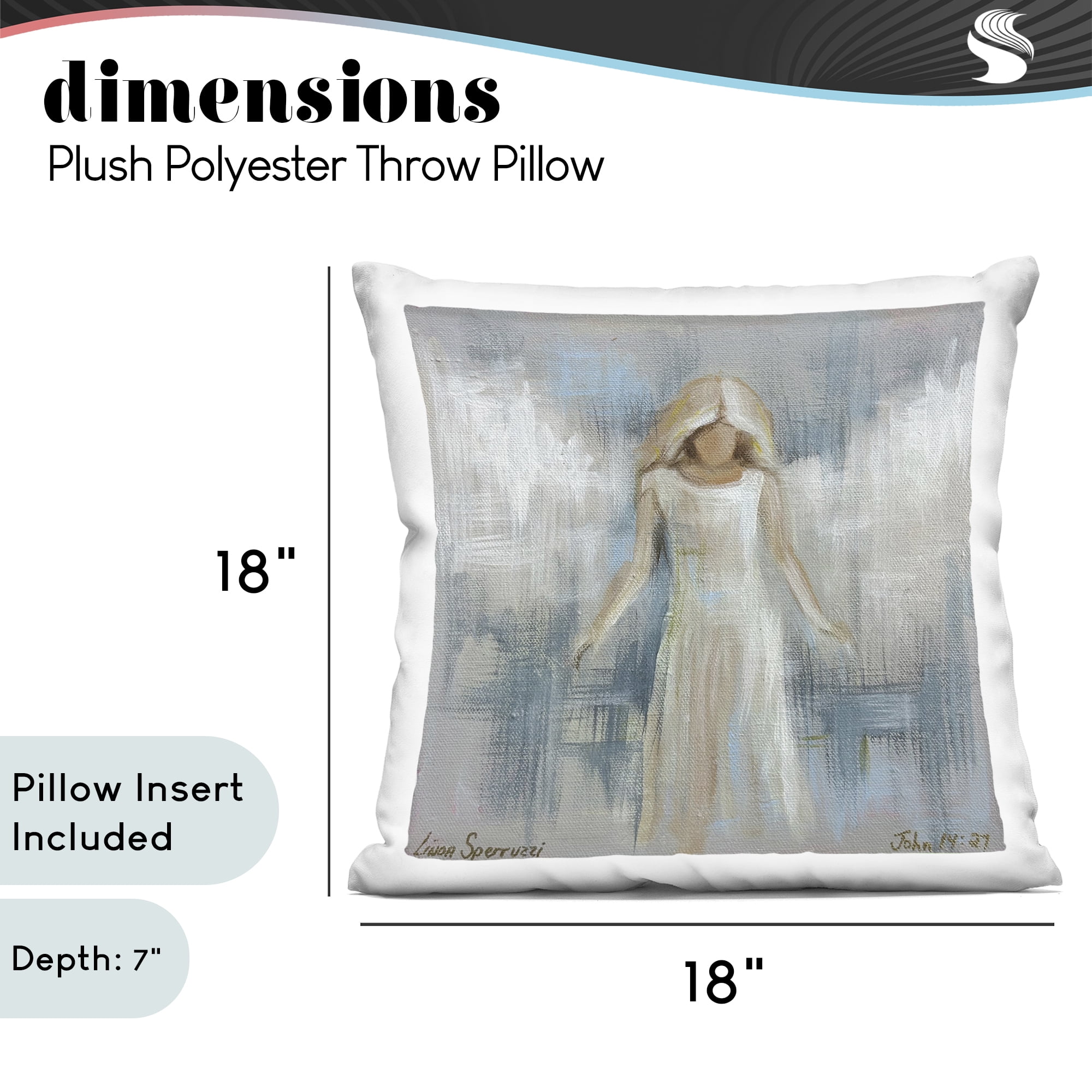 Stupell Industries Ethereal Peace Angel Decorative Printed Throw Pillow, design by Linda Sperruzzi, 18 x 7 x 18