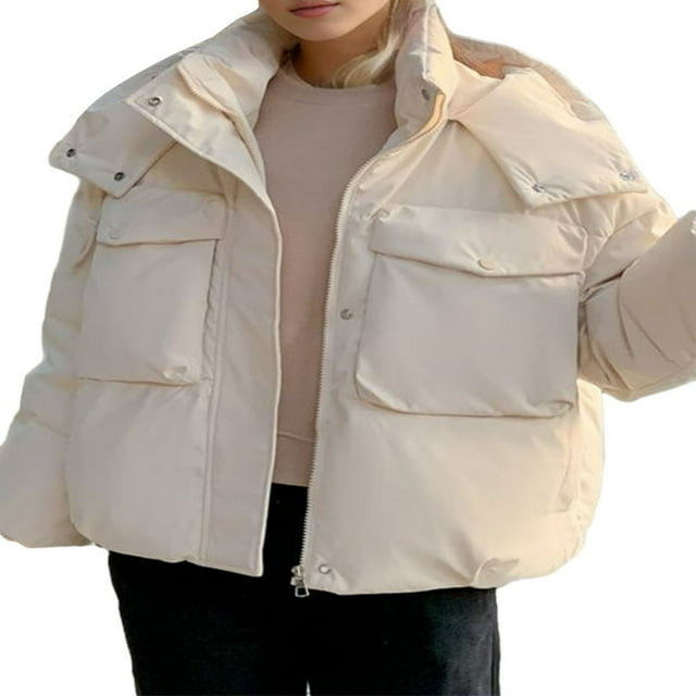 Manteau Matelassé Uni à Manches Longues avec Capuchon et 2 Poches pour Femmes
