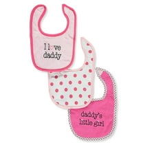 Luvable Friends Baby Girl Cotton Drooler Bibs with Fiber Filling 3pk, Pink Daddy, One Size