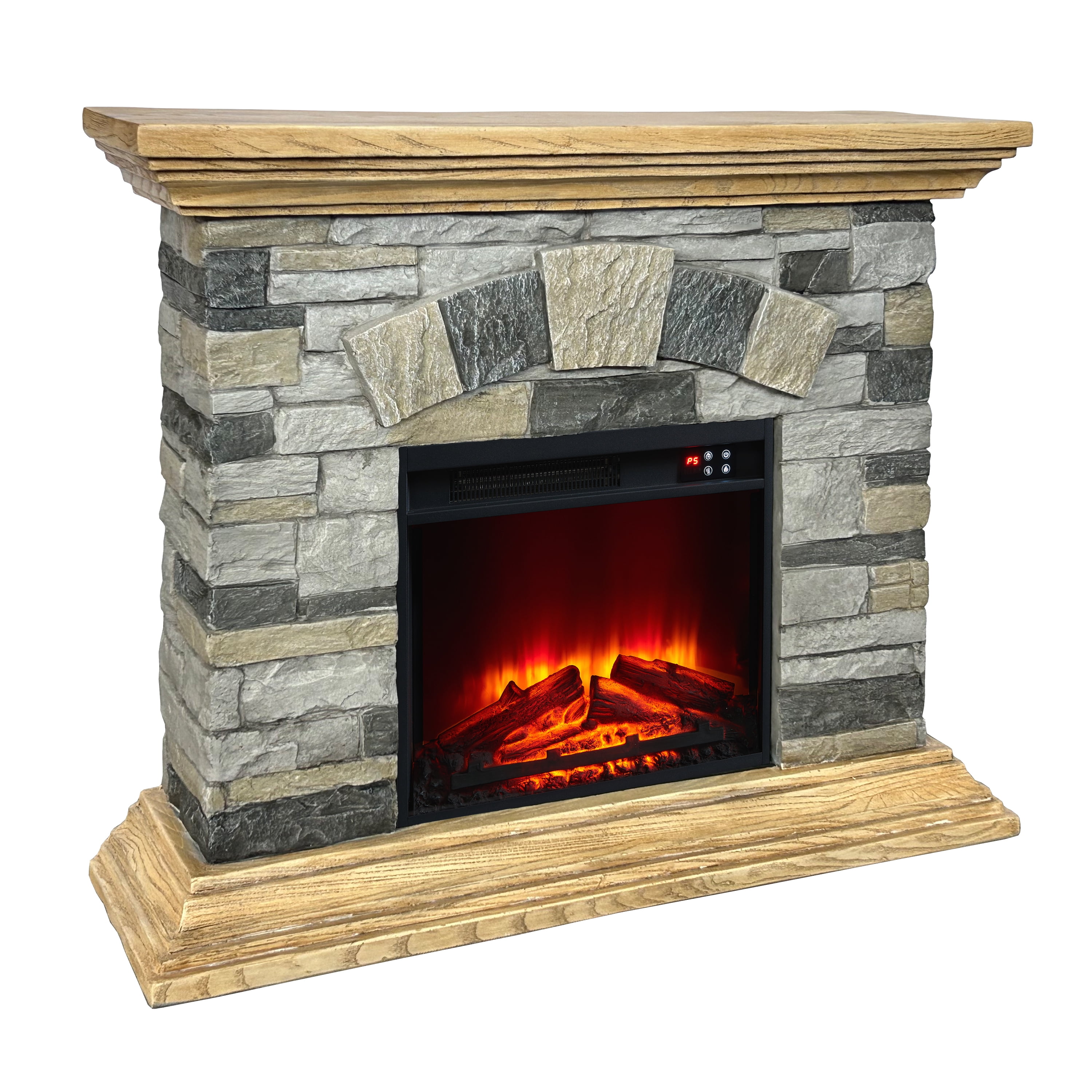 Joy River 40” Electric Fireplace with Faux Brick Interior and Remote Control in Brown Finish