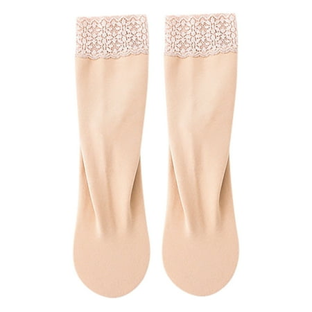 

Zlekejiko Women s Socks Fall Winter Warm Lace Lace Pile Socks Thickened Loose Moon Tube Floor Socks