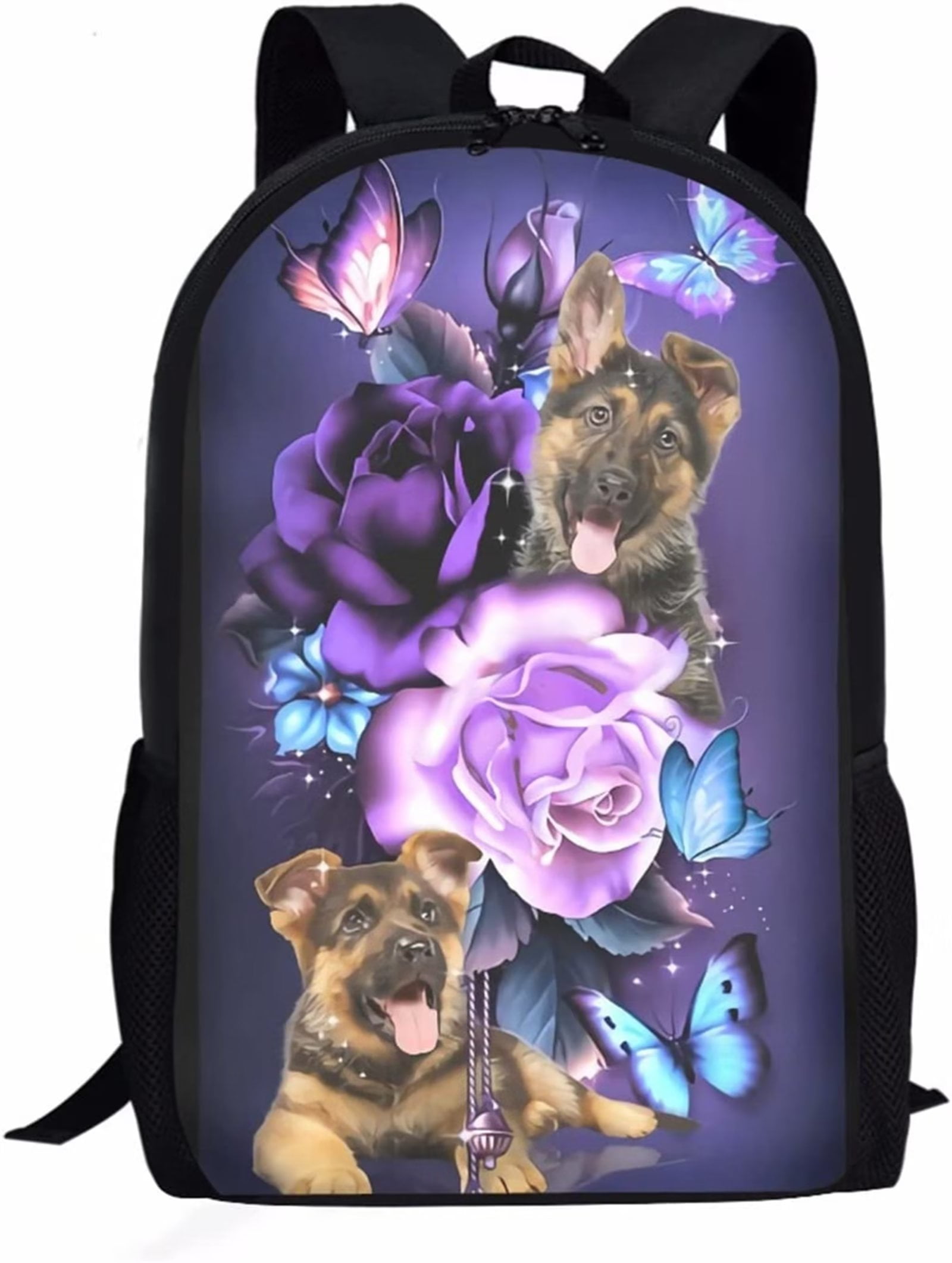 FKELYI Butterfly Satchel Backpack for Teen Kids,Cute Floral Dog School