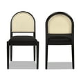 thumbnail image 3 of Panama 18.5" Curved Resin Cane Rattan Side Dining Chair, Set of 2, Ebony Black Boucle, 3 of 8