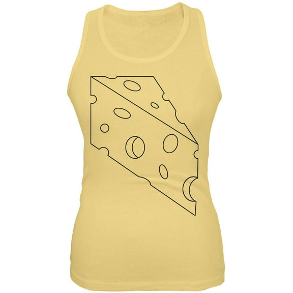 Halloween Swiss Cheese Food Costume Juniors Soft Tank Top Yellow MD