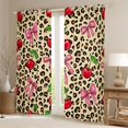 thumbnail image 2 of Manfei Cute Bow Cherry Blackout Curtains,Brown Cheetah Print Window Curtains Pack of 2 (38x45 Each), 2 of 6