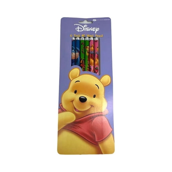 Winnie the Pooh Assorted Outer Color/Character Wooden Pencils Set ( 6 Pencils)