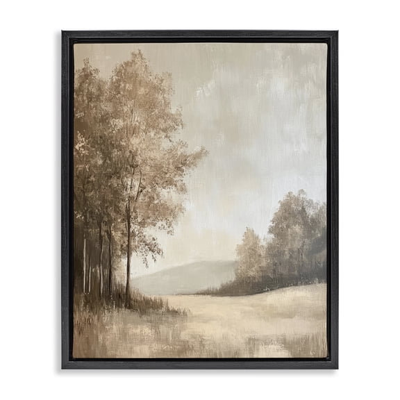 Stupell Industries Country Nature in Winter Landscape & Nature Painting Black Floater Framed Canvas Art Print Wall Art, 17 x 21