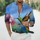 thumbnail image 2 of Camisas casuales holgadas con estampado de pájaros de manga larga para hombres y mujeres, blusas de calle de gran tamaño para uso diario, camisetas vintage de manga larga con solapa, 2 of 5