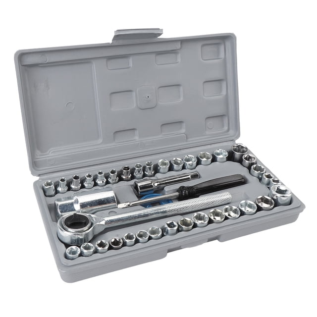 Conjunto de Zócalo de AccionAmiento de 1/4 de Pulgada de 3/8 Pulgadas, Zócalo de Accionamiento de Acero de Carbono 40pcs Métrica Sae de Ajuste Universal Eficiente Para