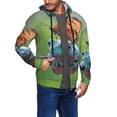 thumbnail image 2 of Honeii Butterfly Landing On Head Dumpy Frog Print Hoodies for Men, Pullover & Full Zip, Breathable Zip up Hoodie, Sweatshirt-Small, 2 of 5