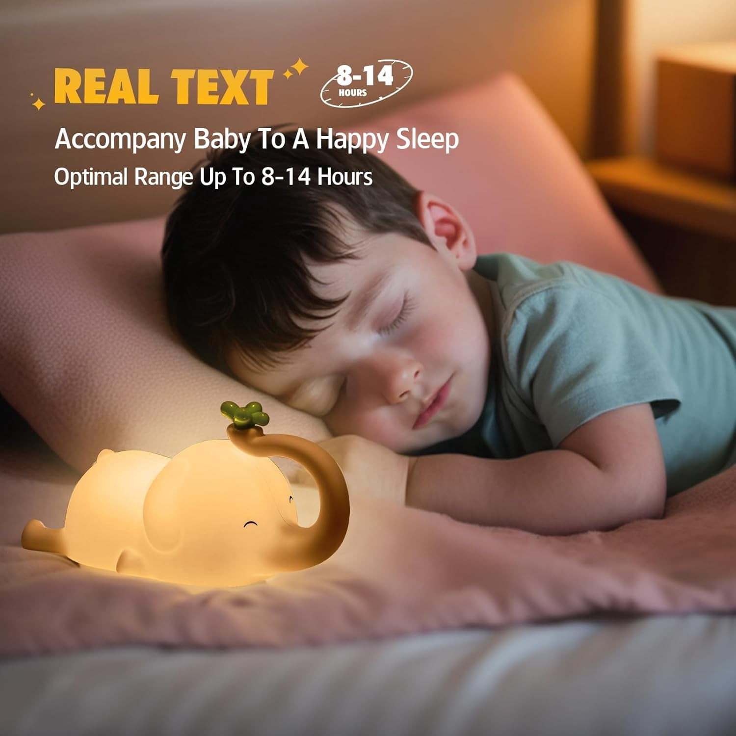 Night Light for Kids - 3-Level Dimmable Silicone Lamp, USB-C Rechargeable Nursery Light with Auto-Off Timer for Bedroom & Breastfeeding