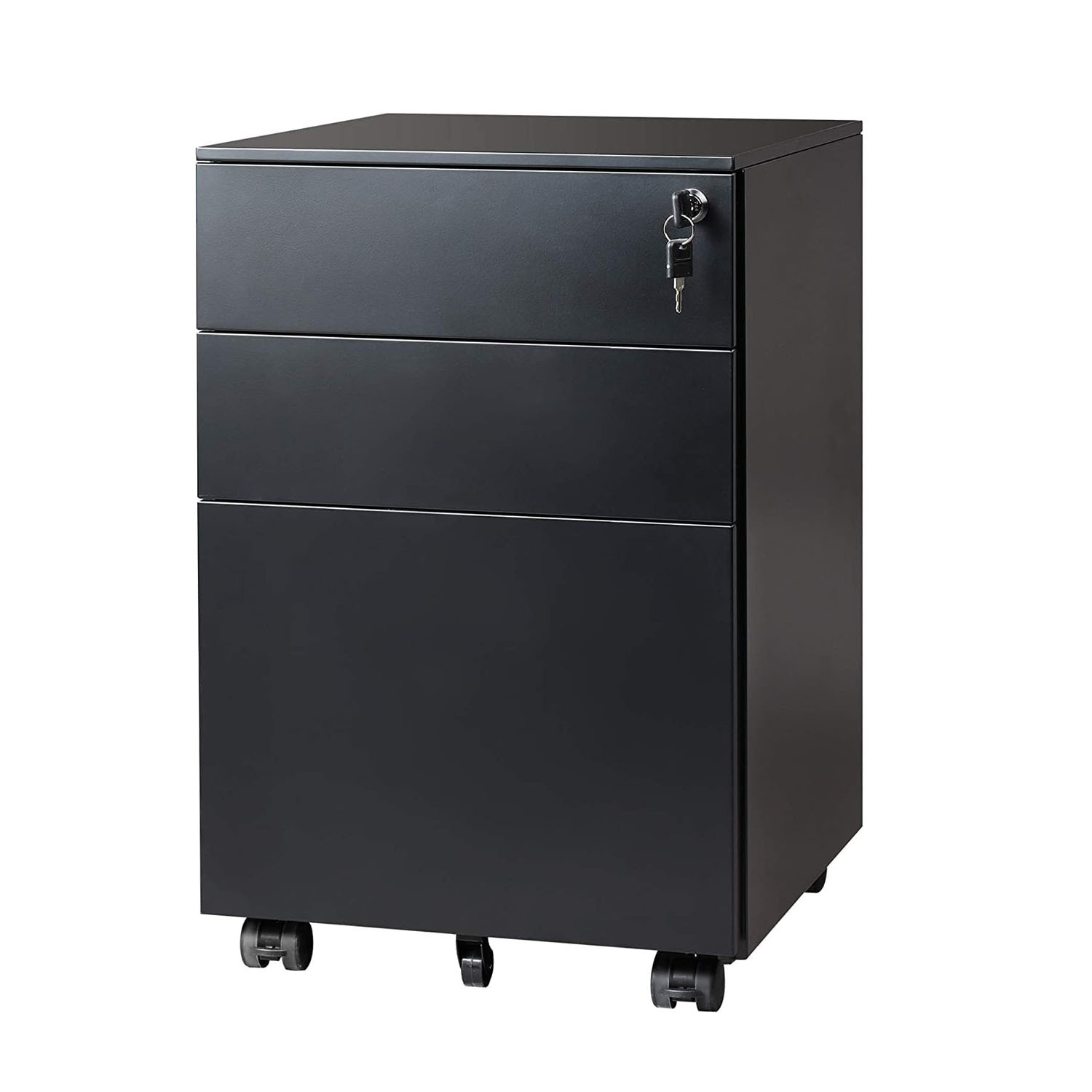 Tcbosik 3Drawer Metal File with Lock, Under Desk Storage