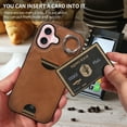 thumbnail image 6 of Allytechgroup iPhone 17 Air Case Wallet, with Ring Holder Kickstand Anti-Scratch Back Cover with Removal Pin & SIM Cards Slots Shockproof Phone Case for Apple iPhone 17 Air, Brown, 6 of 9