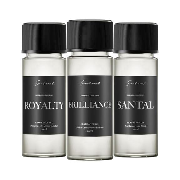 Scentiment Designer Diffuser Oil Discovery Set– 3 x 20ml | Home & Office Aromatherapy Fragrance Oils | Brilliance, Santal & Royalty