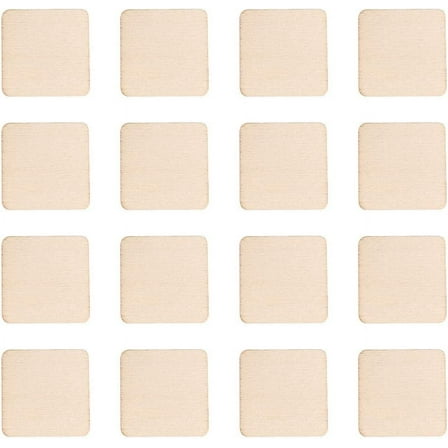 300 PCS Square Unfinished Wood Pieces Natural Wooden Craft Supplies Pyrography Wood with Round Corner for Painting Writing DIY Carving Photo Props Home Decoration DIY