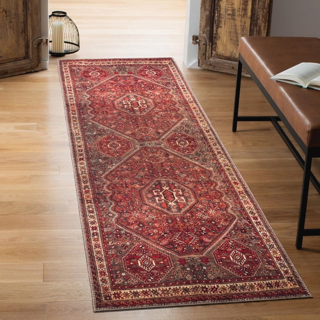 Alfombra Keen Home Design de 80 x 210 cm, lavable a máquina, vintage