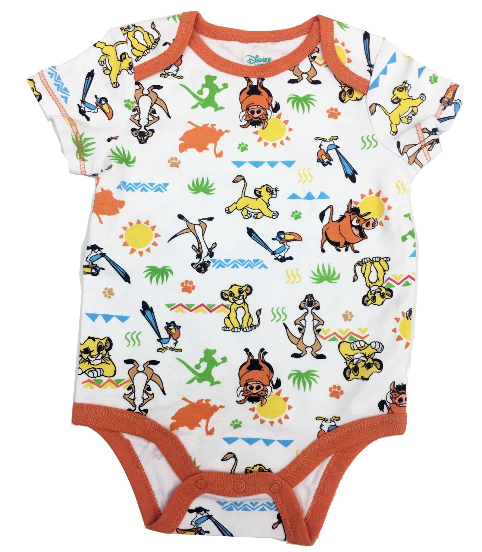 Disney Lion King Baby Boy or Girl 5-Pack One Piece Bodysuits Tan Yellow Red Multi