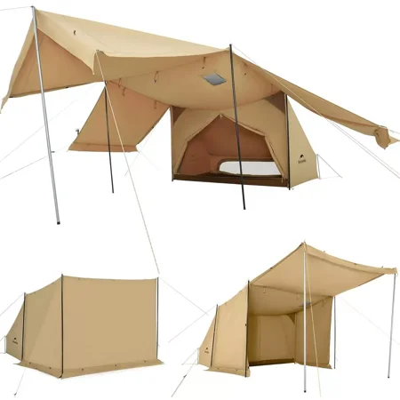 Naturehike Mountain Stream Military Tent – 4 Season 1 Person Hot Tent with Stove Jack, Breathable TC Cotton, Large Vestibule for Camping & Hiking