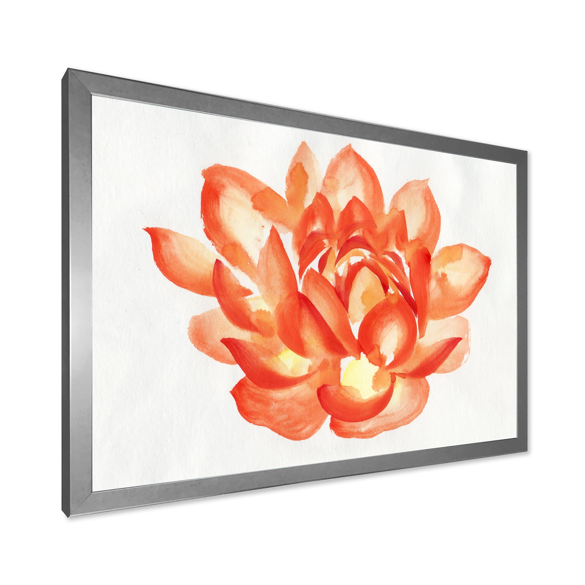 Designart 'Ancient Detail of A Orange Lotus' Traditional Framed Art Print