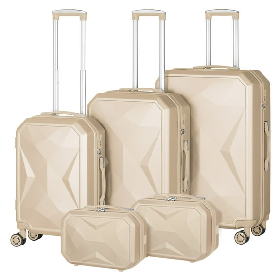 Hikolayae Crossroad Collection Hardside Spinner Luggage Sets in Beige, 5 Piece - TSA Lock